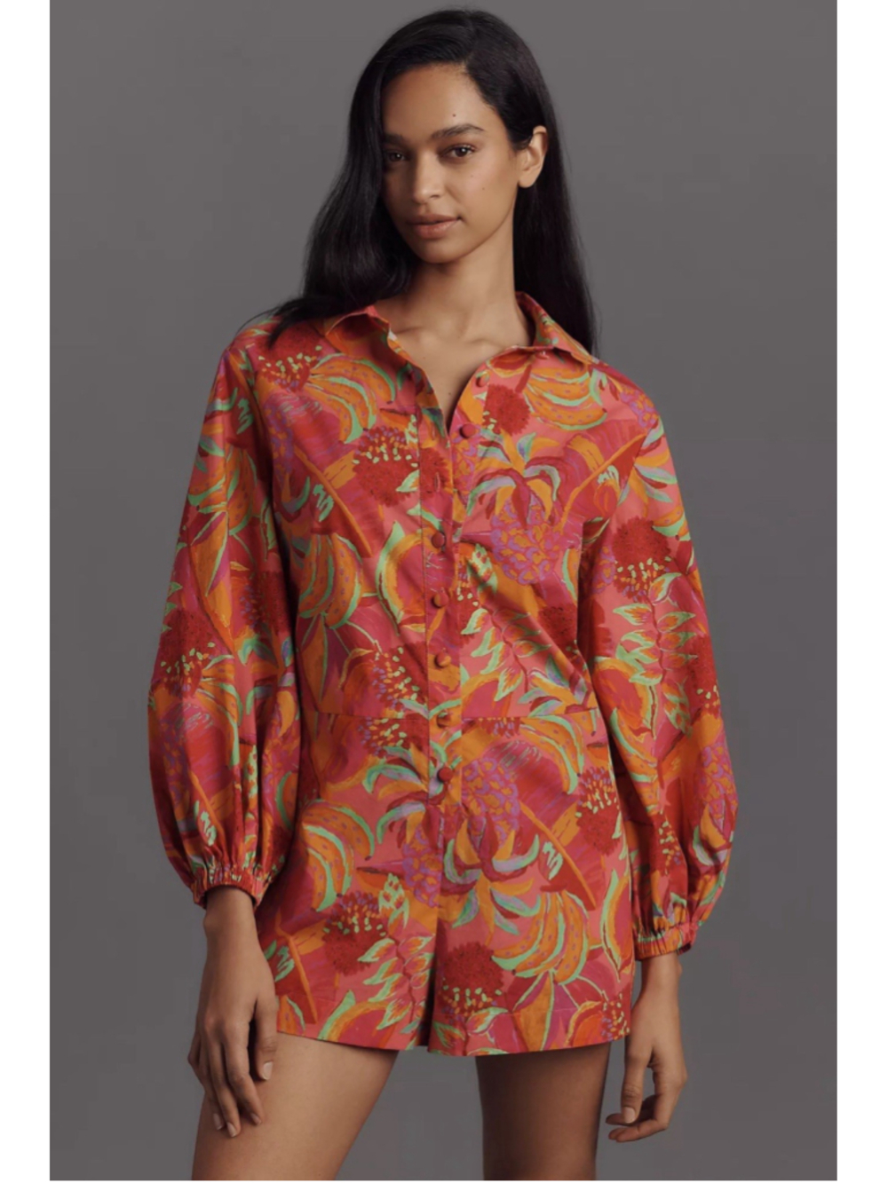 FARM Rio Red Multi-Color Floral Print Romper